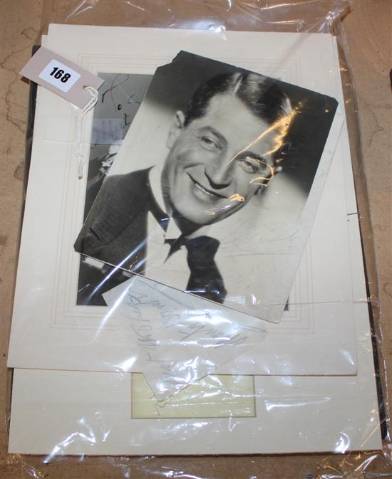 Film/Stage stars signed photographs, inc Liberace with piano device, also Burton & Welles with sigs on piece, all approx 8x10in